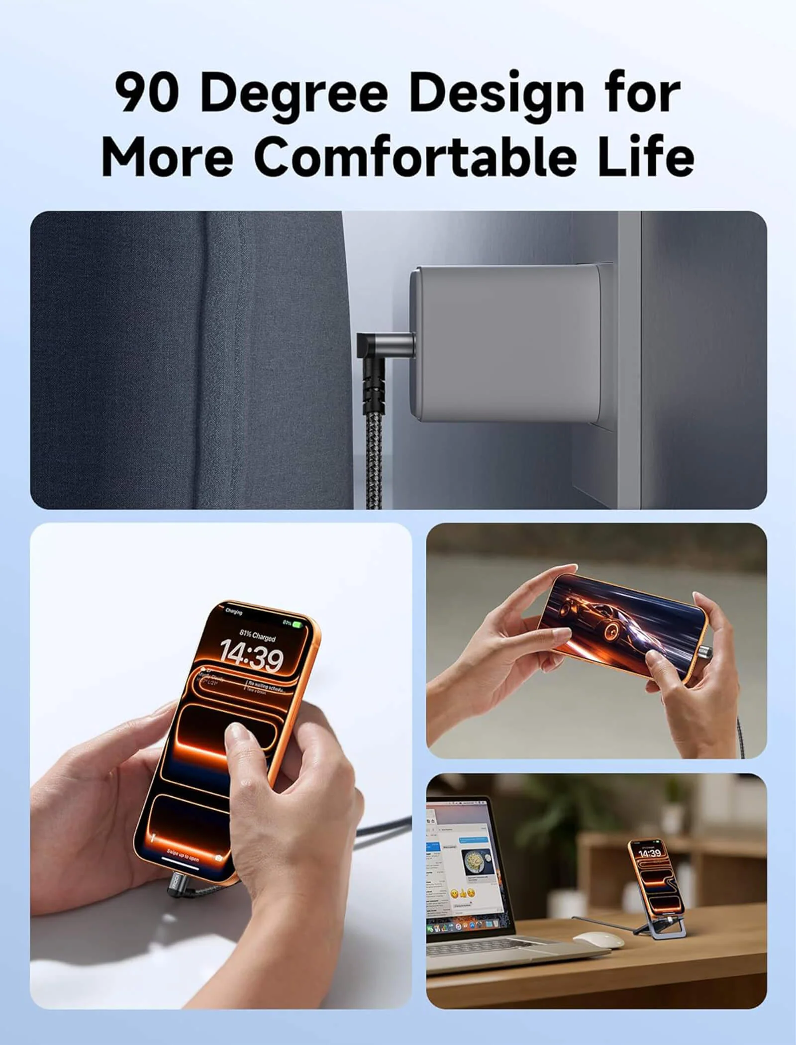 90° USB-C Right Angle Charging Cable - Image 5
