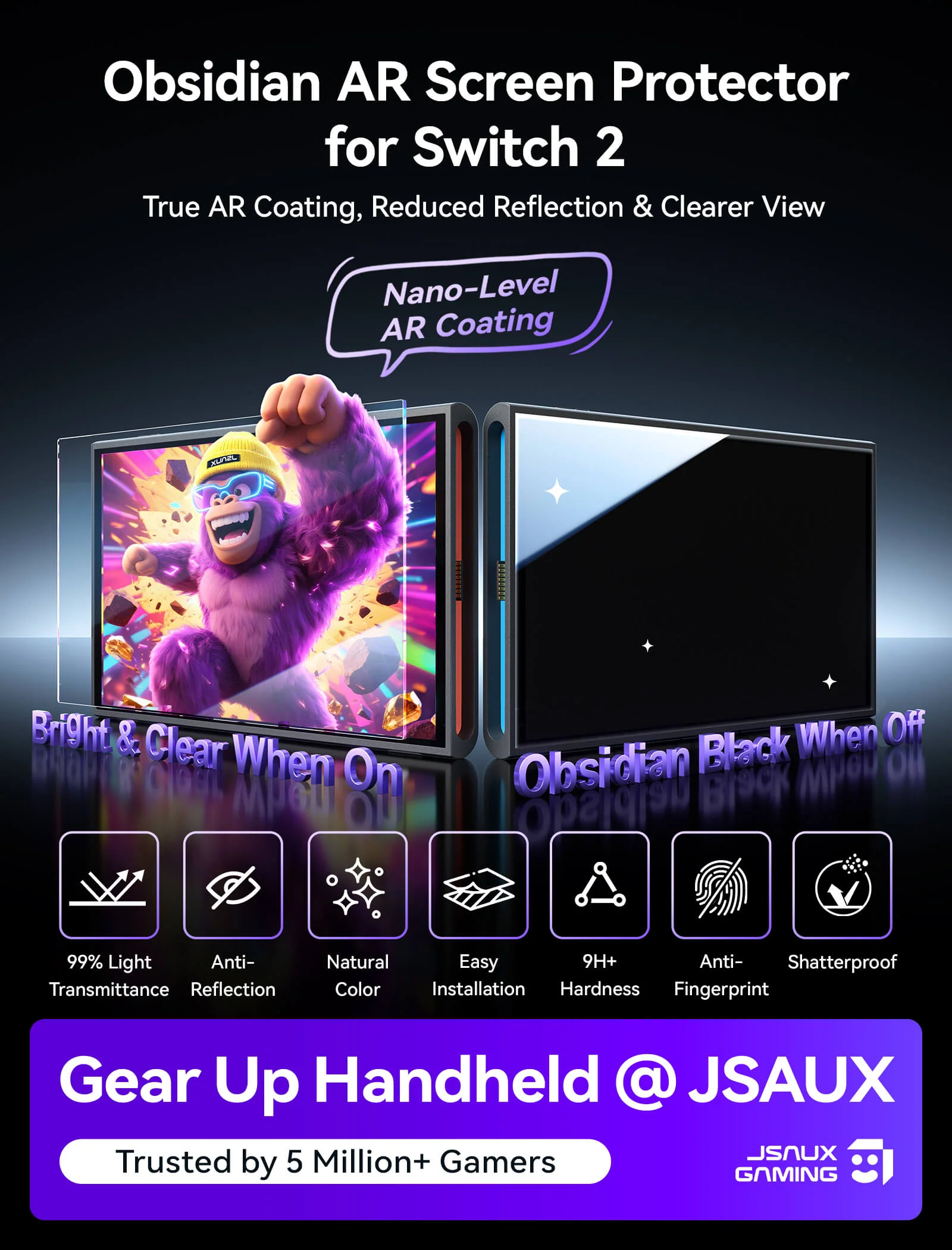 Obsidian AR Screen Protector for Switch 2 - Image 2