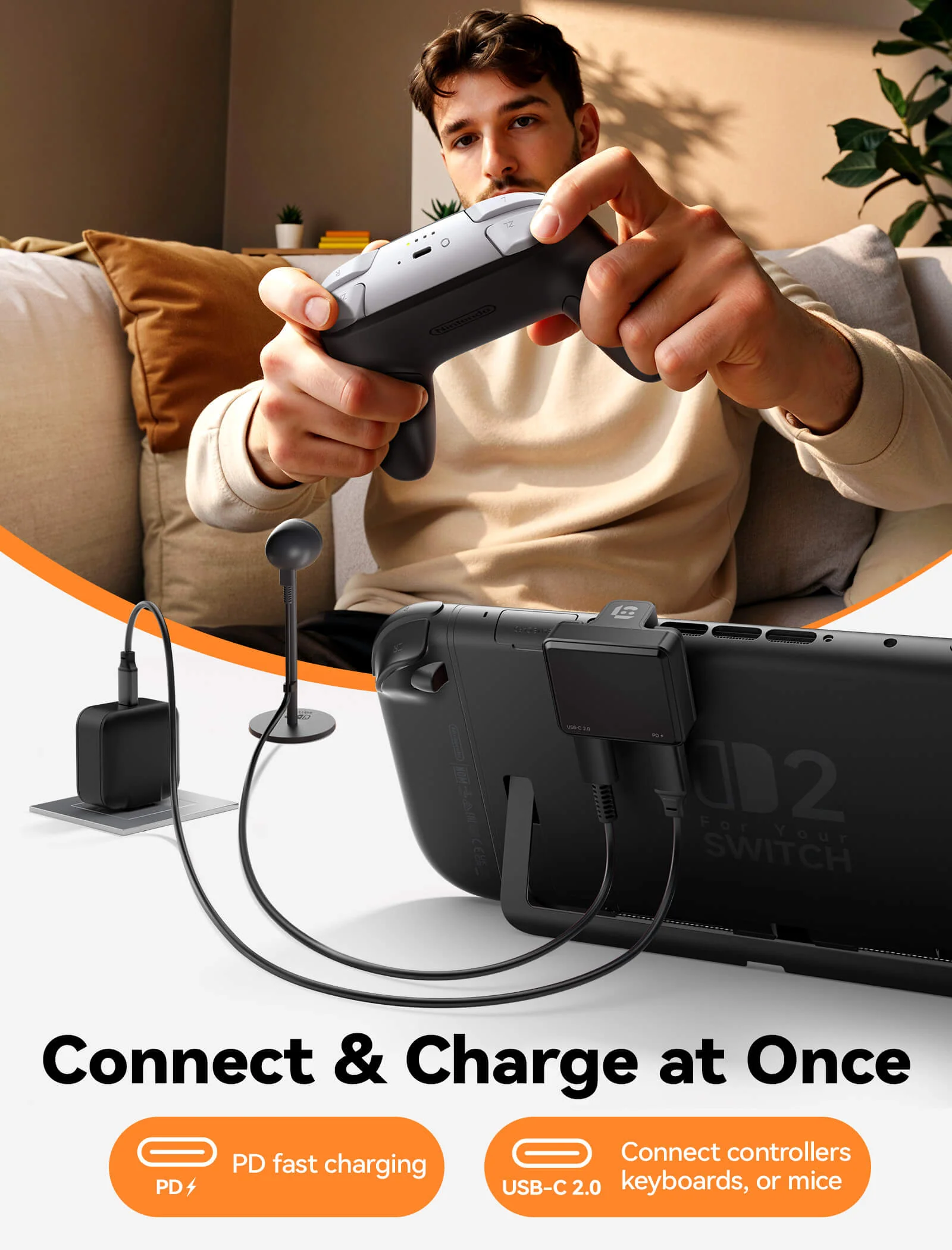 USB-C to USB-C & A PD Adapter for Switch 2 - Image 9